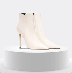 Women's Mikki Pointy Toe Mid Heel Leather Booties