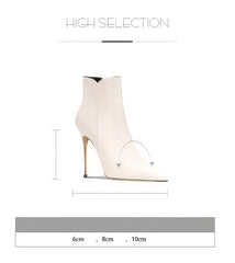 Women's Mikki Pointy Toe Mid Heel Leather Booties