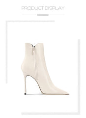 Women's Mikki Pointy Toe Mid Heel Leather Booties