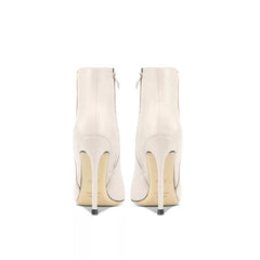 Women's Mikki Pointy Toe Mid Heel Leather Booties