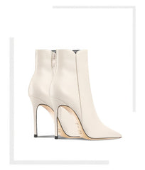 Women's Mikki Pointy Toe Mid Heel Leather Booties