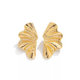 Wrinkled Scallop Shell Stud Earrings