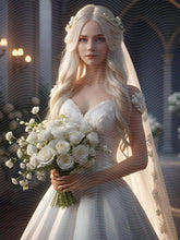 A Blonde Haired Woman Holding a Bouquet