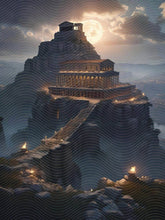 A Castle on A Cliff with a Moon