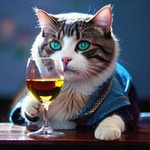 A Cat Drinking Wine