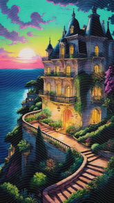 A Large French House Sitting On A Lush Green Hillside