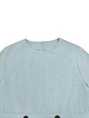 A-Line Decor Button Long Sleeve Dress