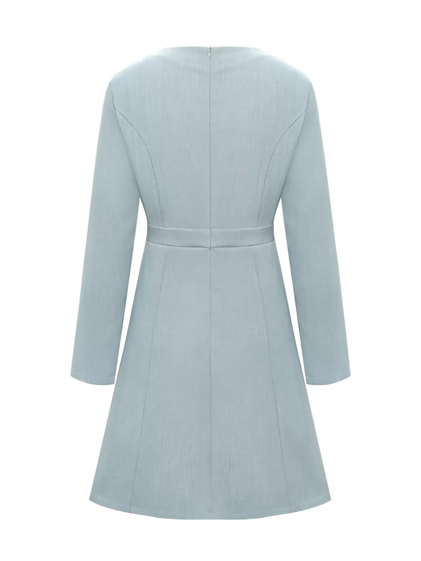 A-Line Decor Button Long Sleeve Dress