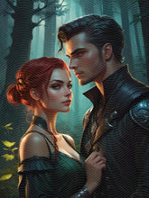 A Man and Woman Standing Next to Each Other in a Forest