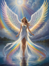 A Painting Of an Angel Standing in Water