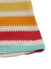 Flat close view of striped knit midi dress hem showing the knit texture