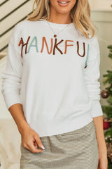THANKFUL Round Neck Drop Shoulder Sweater