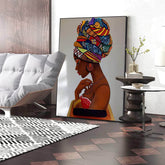 Abstract African Women Canvas Painting: Figure Portrait Posters for Living Room Decor - Frameless Art