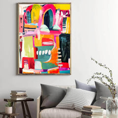 Abstract Colorful Modern Gallery Wall Art: Bold Vibrant Line Block Print Canvas Poster for Home Decor
