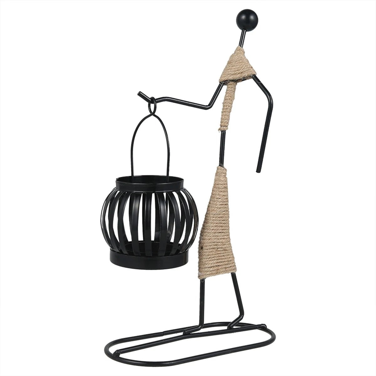 Abstract Iron Candlestick Holder - Creative Metal Sculpture for Home Decor A