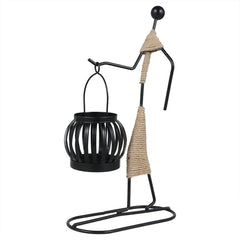 Abstract Iron Candlestick Holder - Creative Metal Sculpture for Home Decor A