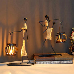 Abstract Iron Candlestick Holder for Music Bar Decor - Creative Metal Sculpture Ornaments for Stylish Home Decor