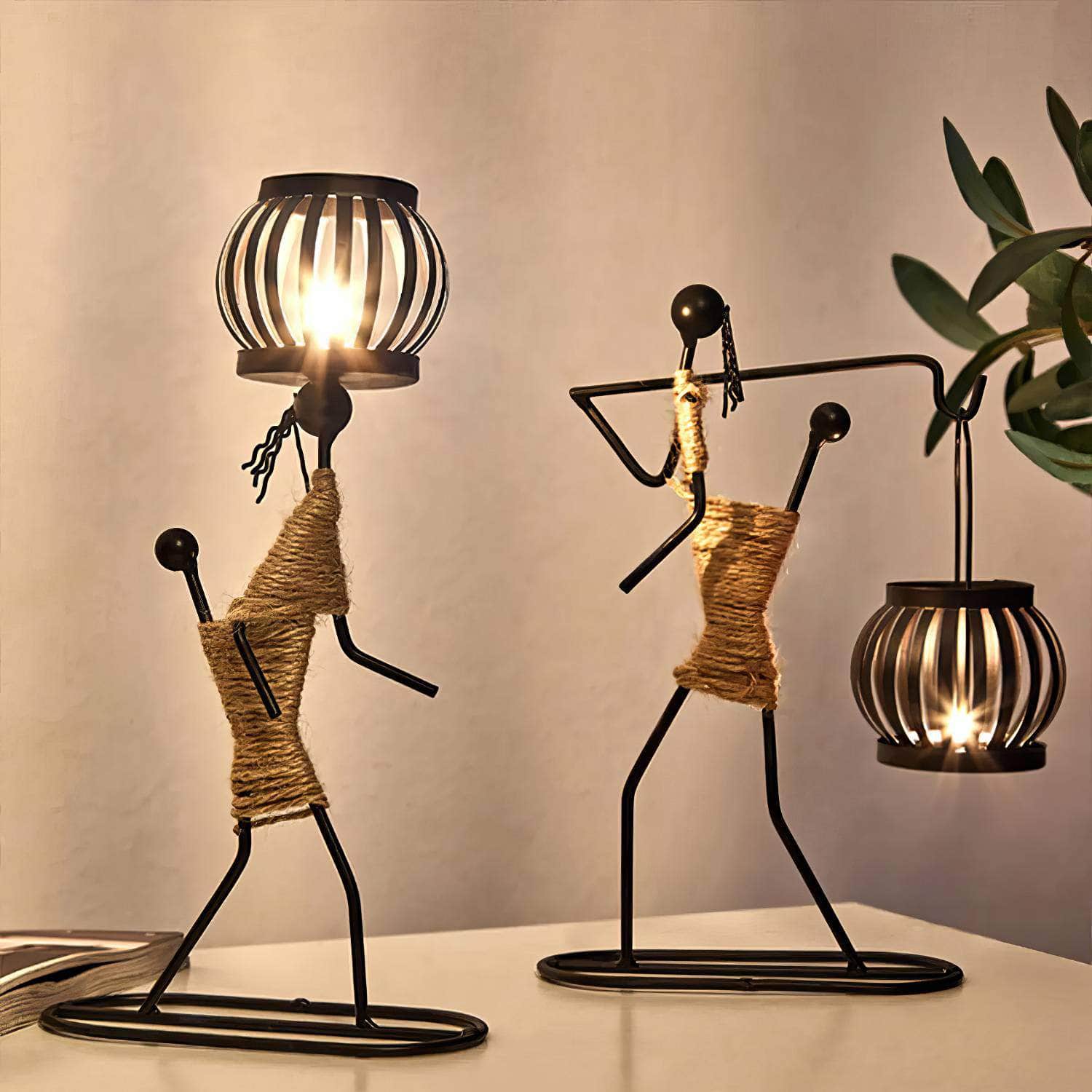 Abstract Iron Candlestick Holder for Music Bar Decor - Creative Metal Sculpture Ornaments for Stylish Home Decor