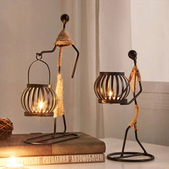 Abstract Iron Candlestick Holder for Music Bar Decor - Creative Metal Sculpture Ornaments for Stylish Home Decor A and E