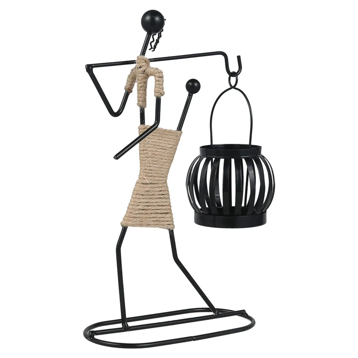 Abstract Iron Candlestick Holder for Music Bar Decor - Creative Metal Sculpture Ornaments for Stylish Home Decor B
