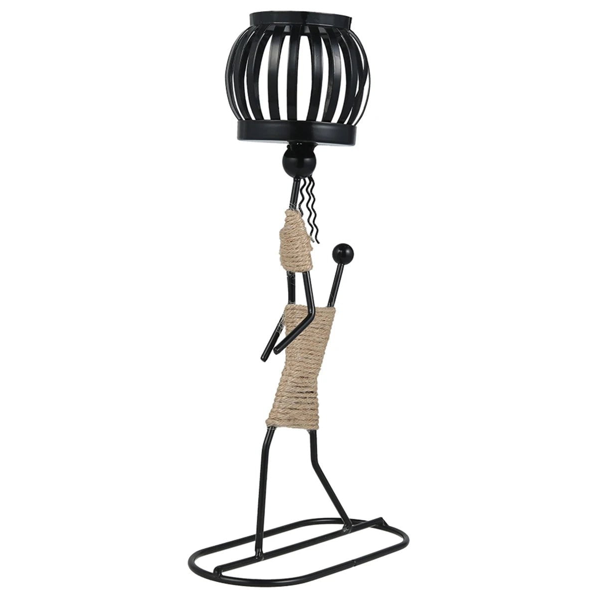 Abstract Iron Candlestick Holder for Music Bar Decor - Creative Metal Sculpture Ornaments for Stylish Home Decor C