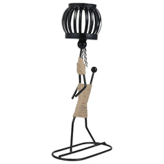 Abstract Iron Candlestick Holder for Music Bar Decor - Creative Metal Sculpture Ornaments for Stylish Home Decor C