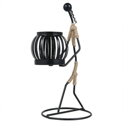 Abstract Iron Candlestick Holder for Music Bar Decor - Creative Metal Sculpture Ornaments for Stylish Home Decor E
