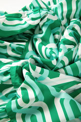 Abstract Patterned V Neck Puff Short Sleeve Mini Dress