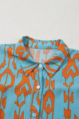 Abstract Print Dolman Short Sleeve Western Loose Shirt