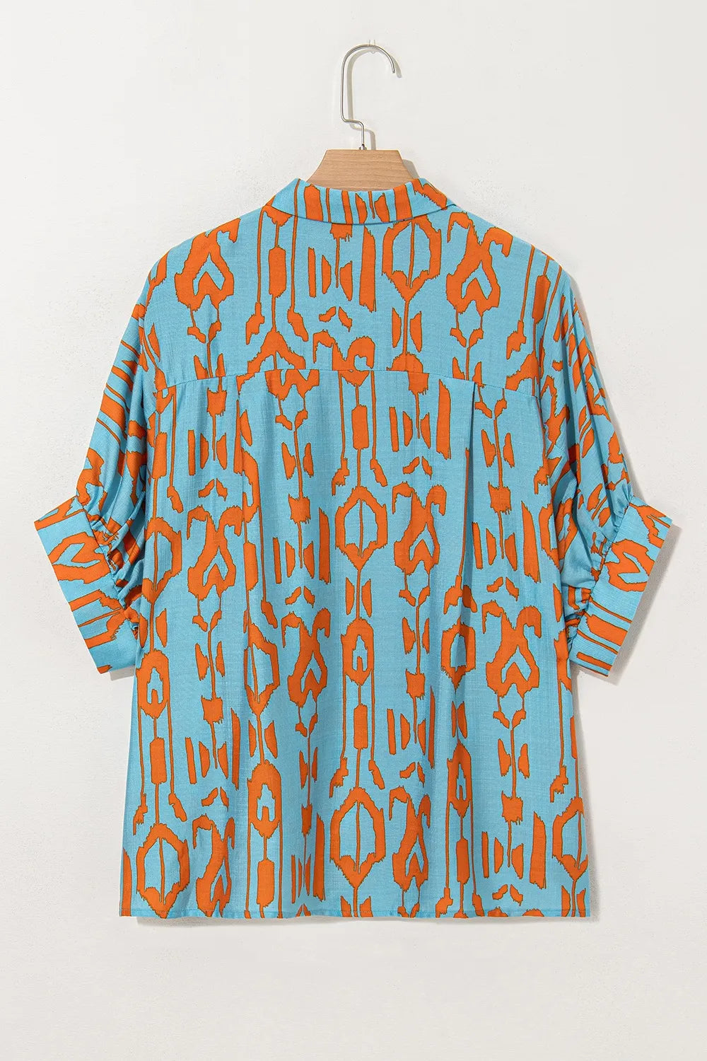 Abstract Print Dolman Short Sleeve Western Loose Shirt