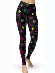 Abstract Print High Waist Active Leggings Black / S