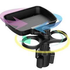 Adjustable Dual Cup Holder Expander - 360° Rotating, Multifunctional Car Seat Cup Holder with Snack Tray, Drink Holder