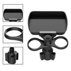 Adjustable Dual Cup Holder Expander - 360° Rotating, Multifunctional Car Seat Cup Holder with Snack Tray, Drink Holder
