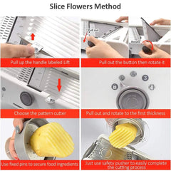 Adjustable Slicer: Stainless Steel Vegetable Grater, Onion Potato Cutter WHITE
