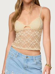 Adjustable Strap Lace Cami Light Yellow / S