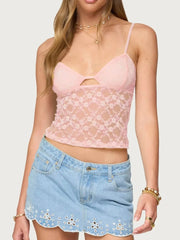 Adjustable Strap Lace Cami Pink / S