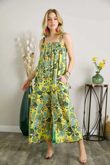 ADORA Elastic Detail Tropical Jumpsuit YELLOW / L