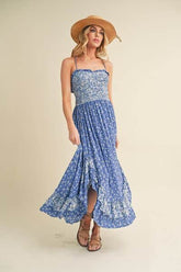 Aemi + Co Ditsy Floral Ruffled Hem Maxi Cami Dress Blue / S
