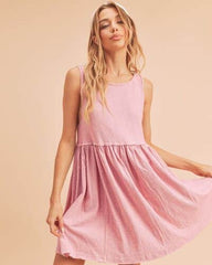Aemi + Co Round Neck Mini Tank Dress Pink / S
