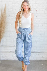 And The Why Satin Leopard Print Joggers