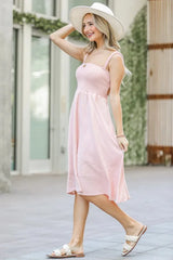 And The Why Smocking Open-Back Sleeveless Midi Dress