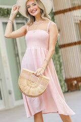 And The Why Smocking Open-Back Sleeveless Midi Dress