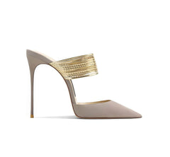 Ankle Metallic Strap Open Back High Heels Pumps EU 33 / LightSteelBlue / 6CM