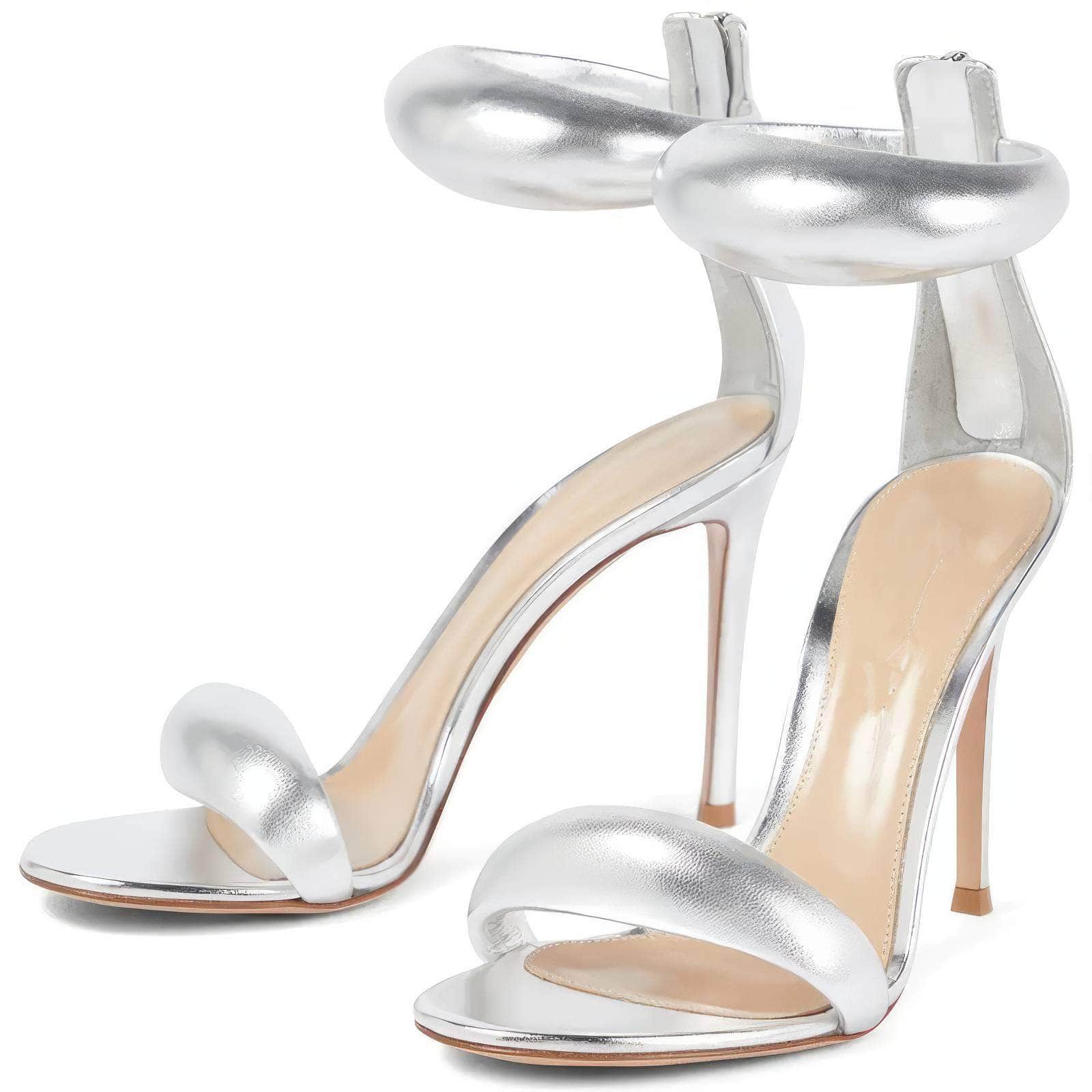Ankle Strap Back Toe Zipper Heels