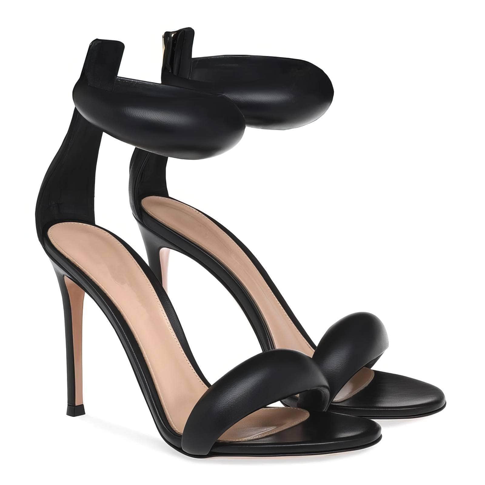 Ankle Strap Back Toe Zipper Heels