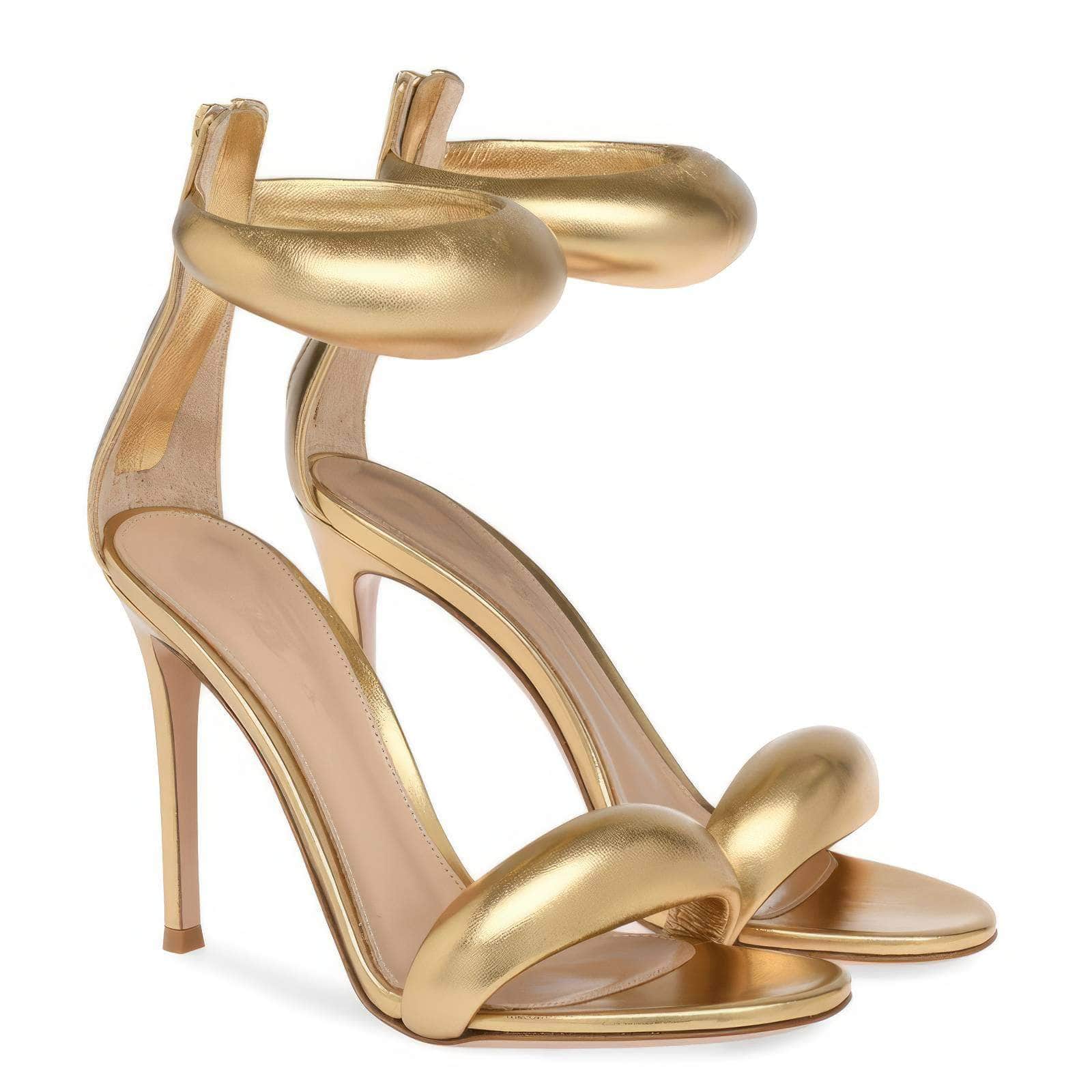 Ankle Strap Back Toe Zipper Heels