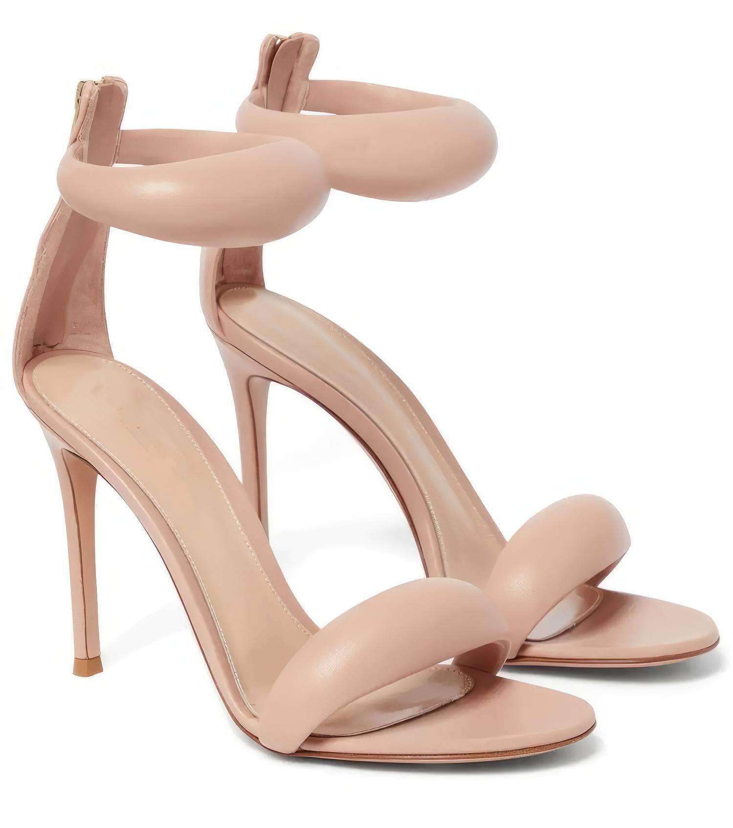 Ankle Strap Back Toe Zipper Heels EU 34 / MistyRose / 7.5CM