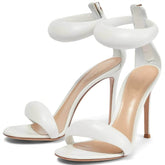 Ankle Strap Back Toe Zipper Heels EU 34 / White / 7.5CM