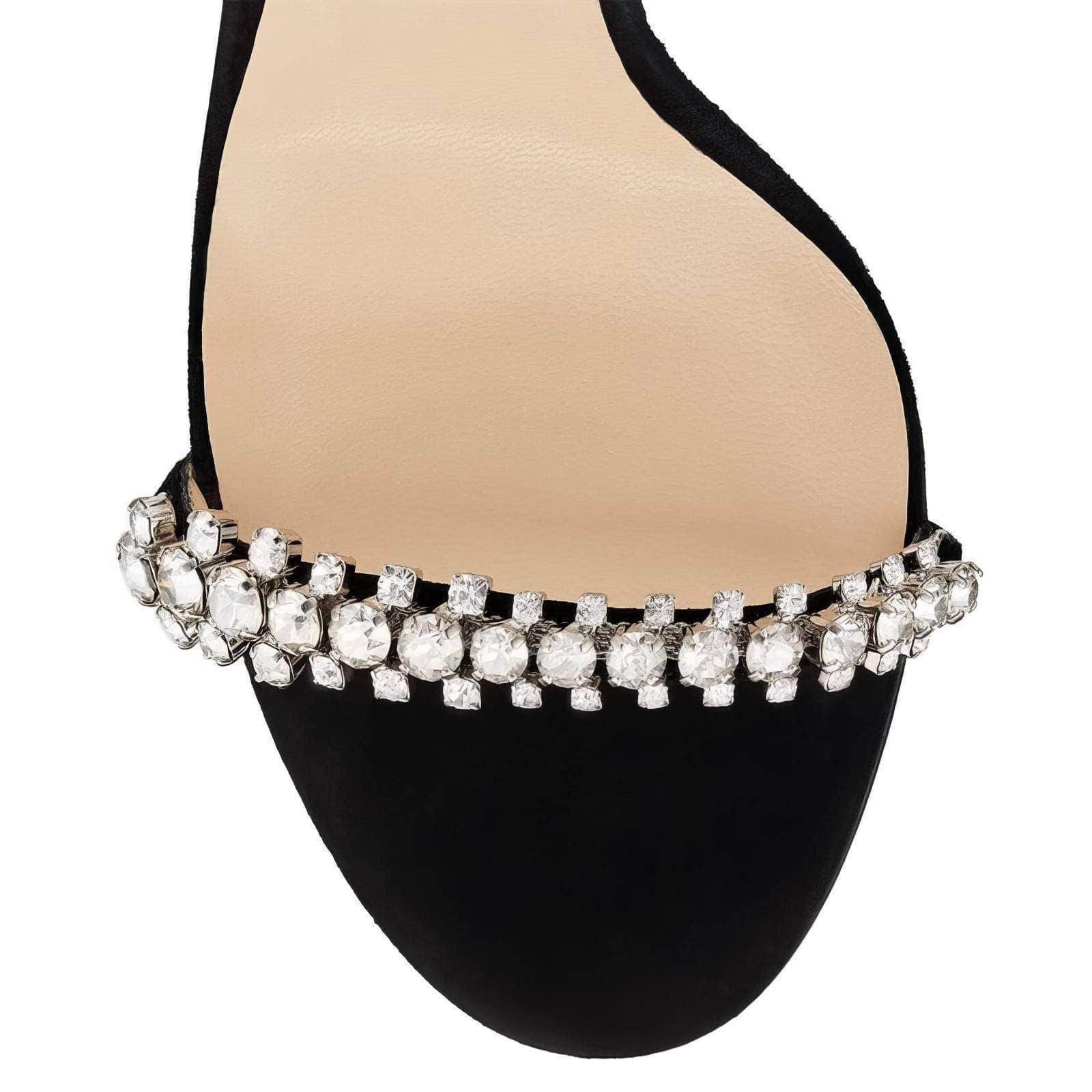 Ankle Strap Bling Crystal Pointed Toe Heels