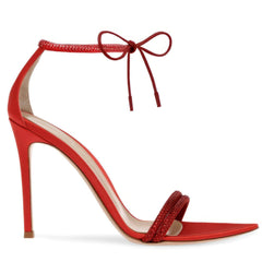 Ankle Strap Rhinestone Detail Pointed Toe Heels